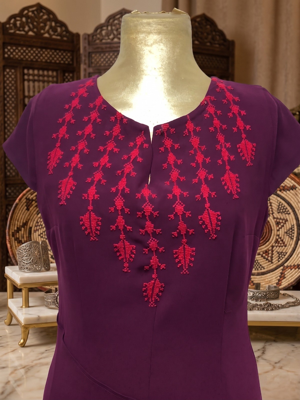 Authentic Palestinian Thobe Dress Handmade Embroidery Bethlehem Heritage