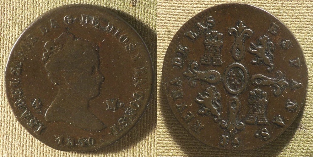 Spain : 1850 4 Maraved. VF-XF #530.2 IR8801