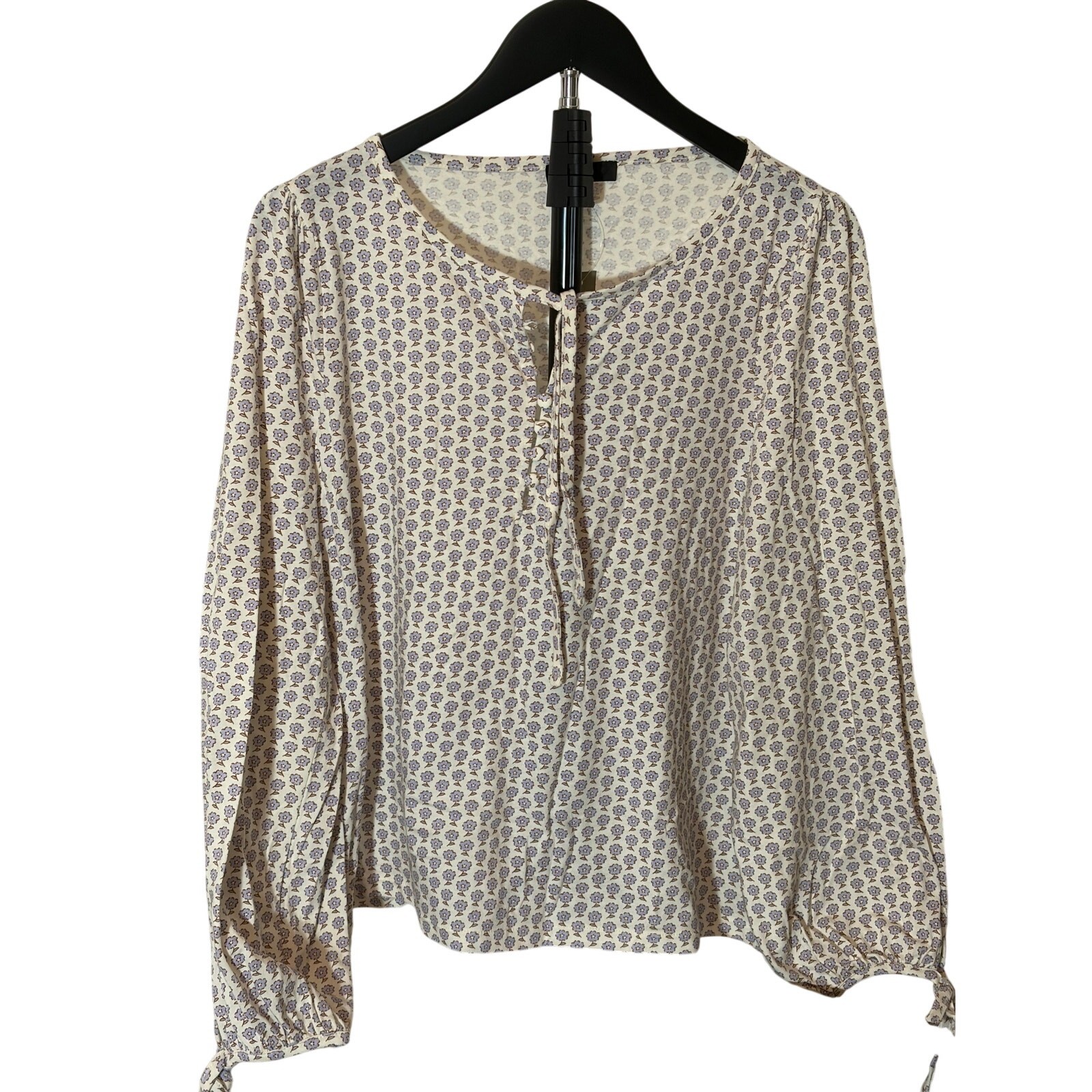 J Crew Women\'s Broken In Jersey Button Front Top, M, Hyacinth Floral