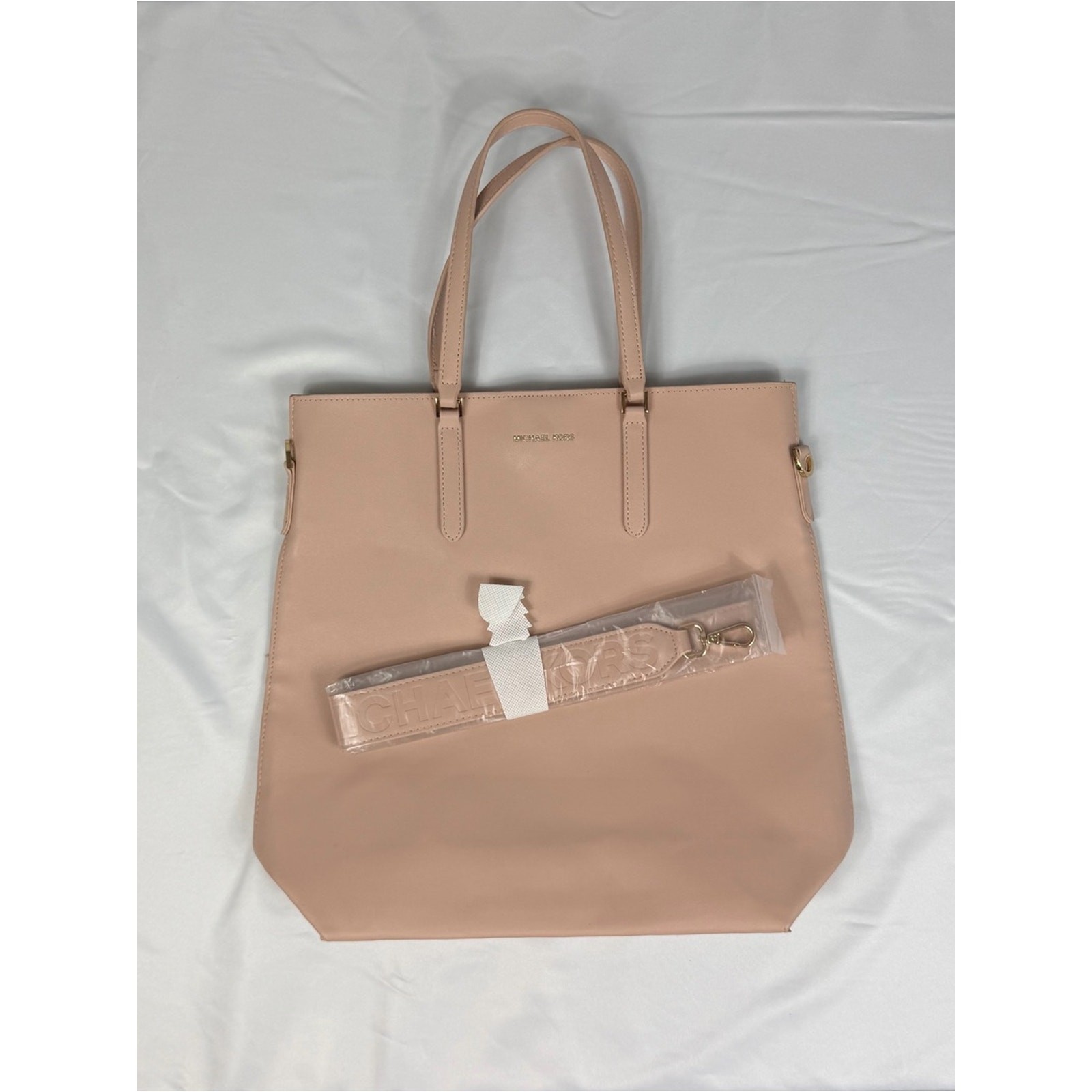 Michael Kors Blush Pink Large Tote Bag Gold Hardware Logo Strap