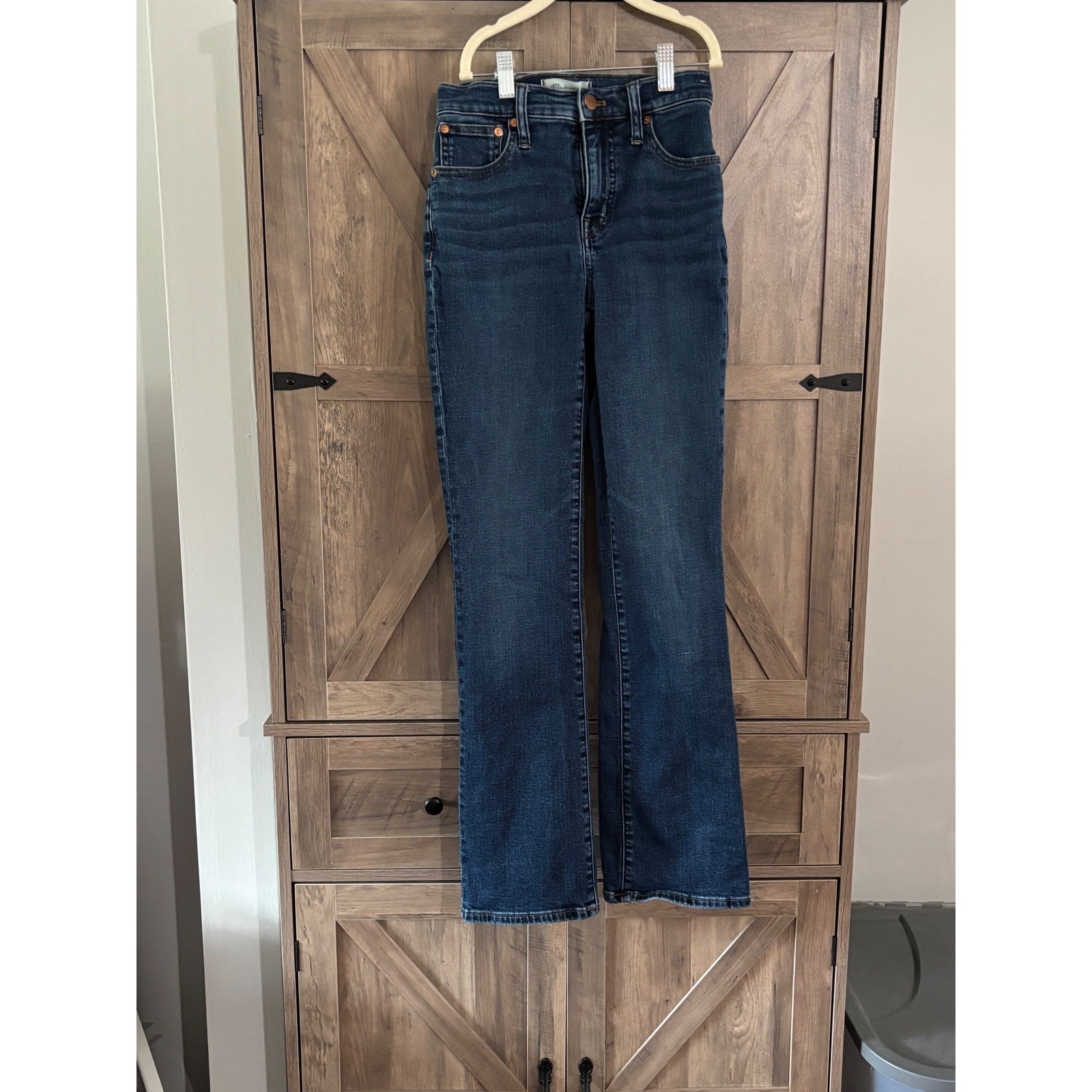 Madewell Mid-Rise Kick Out Jeans Dark Indigo Blue Stretch Denim Size 23T Tall