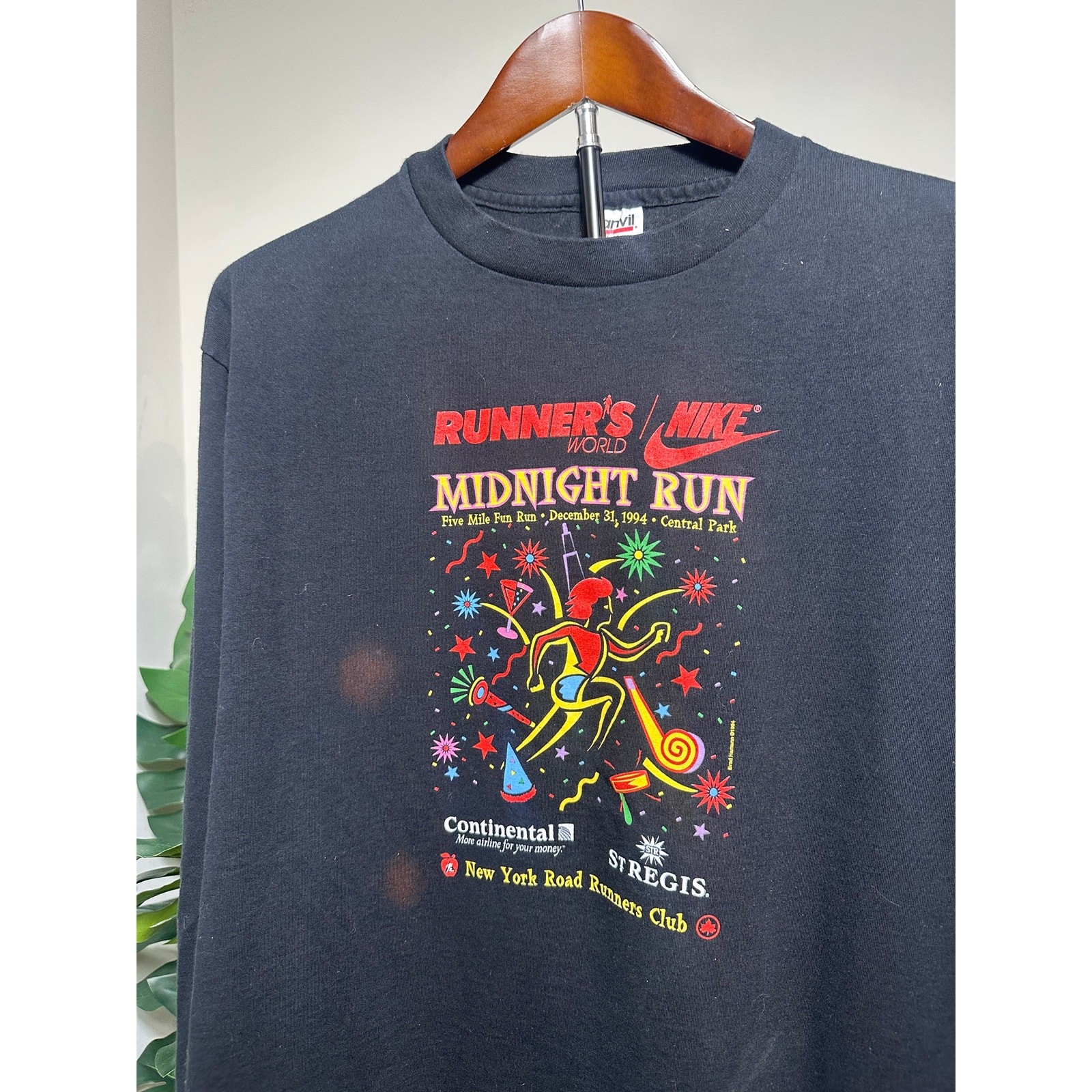 Vintage 1994 Nike Runners World Midnight Run T-Shirt XL Anvil Single Stitch NYC