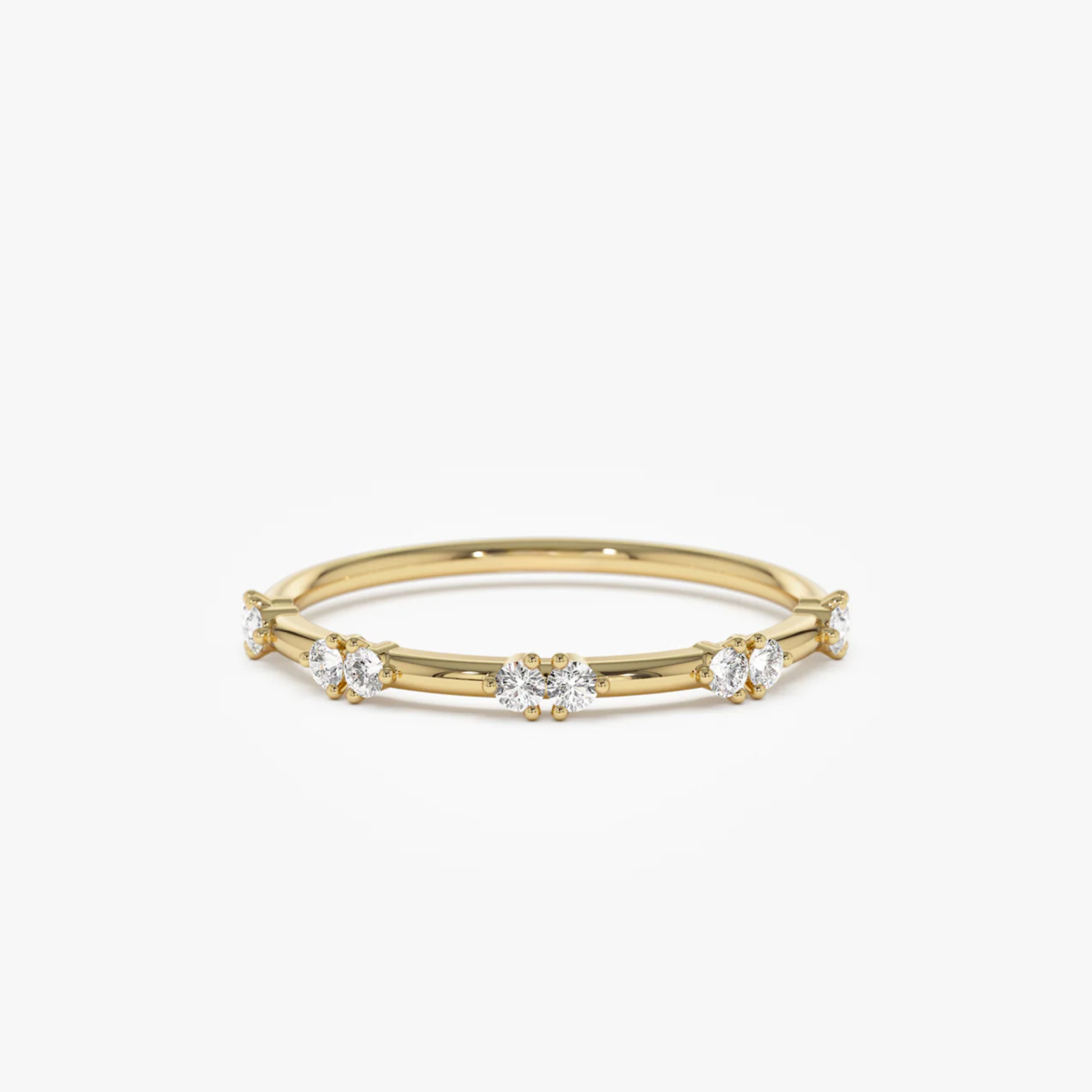 0.14 Ct Natural Round Cut Diamond Eternity Wedding Band Ring 14k Yellow Gold