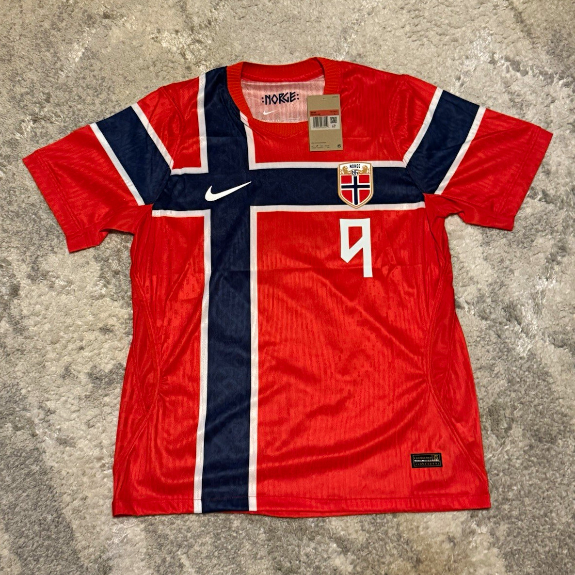 Nike Norway Soccer Jersey Erling Braut Haaland #9 Size L Player Version