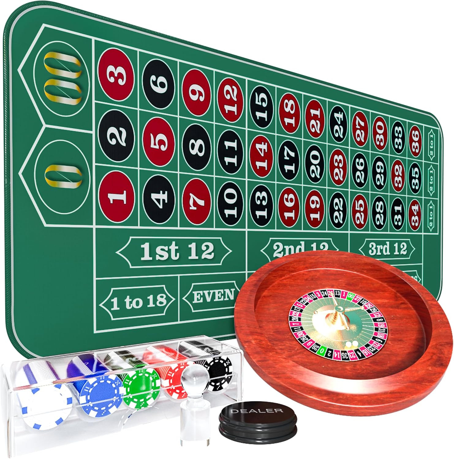 11 Inch Roulette Wheel Set for Adults with Rubber Roulette Table Mat 35\