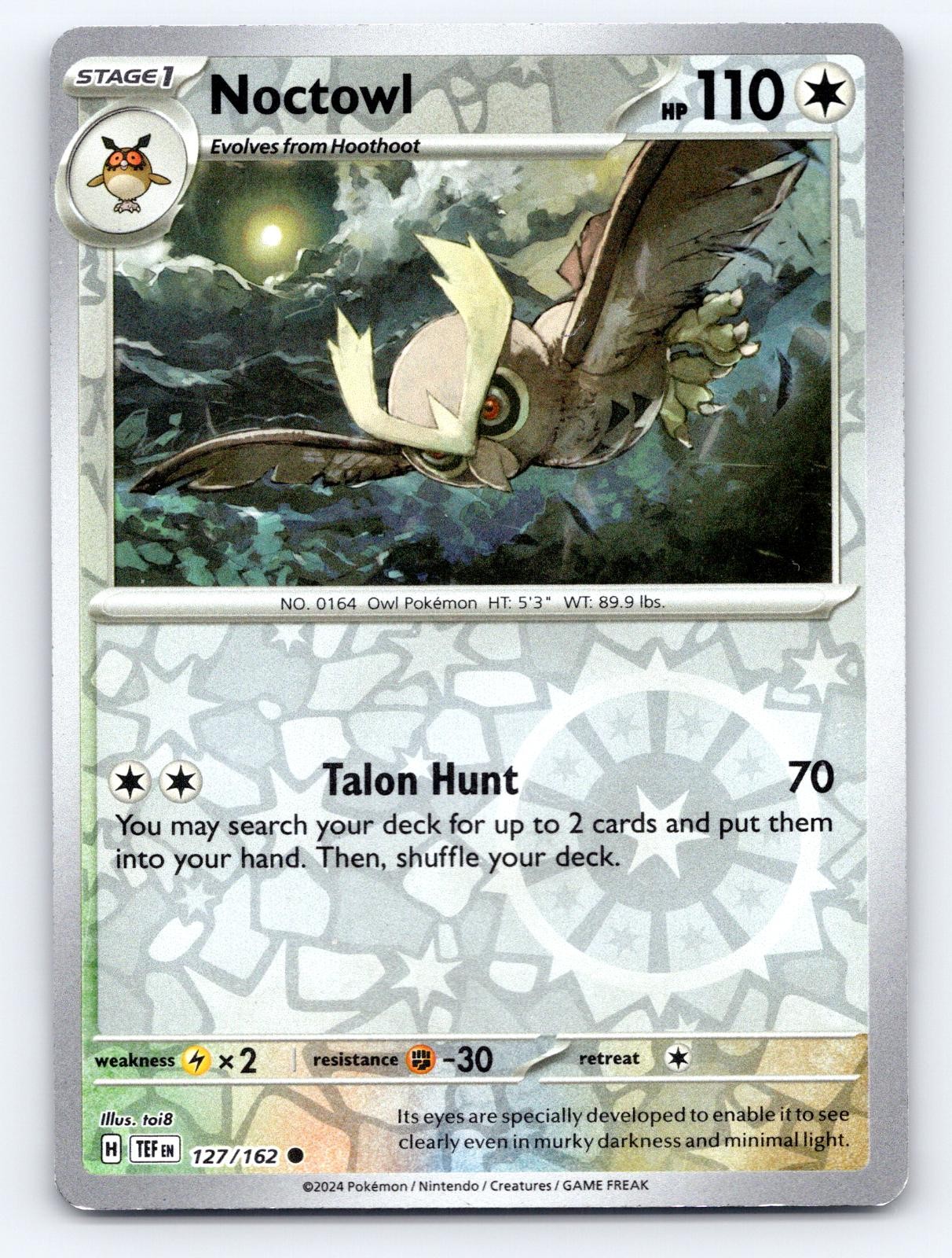 Noctowl 127/162 Common Temporal Forces Pokemon Reverse Holo Lightly Played