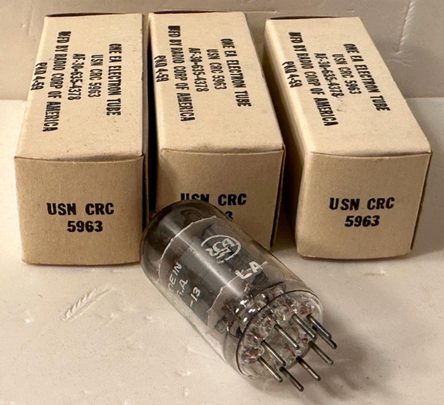 Lot of 3 RCA USN CRC 5963 Black Plate Foil Getter Tubes USA New In Box Lot of 3 RCA USN CRC 5963 Black Plate Foil Getter Tubes USA New In Box