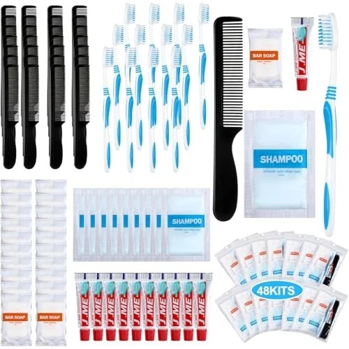 240 Pcs 48 Kit Personal Hygiene for Homeless Bulk, Basic Disposable Toiletry Kit