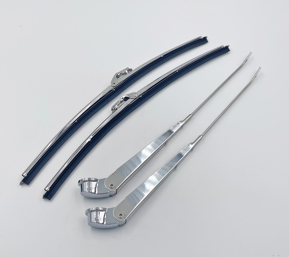 64-72 GM A-Body F-Body Windshield Wiper Arms Polished Stainless & Blade Refills
