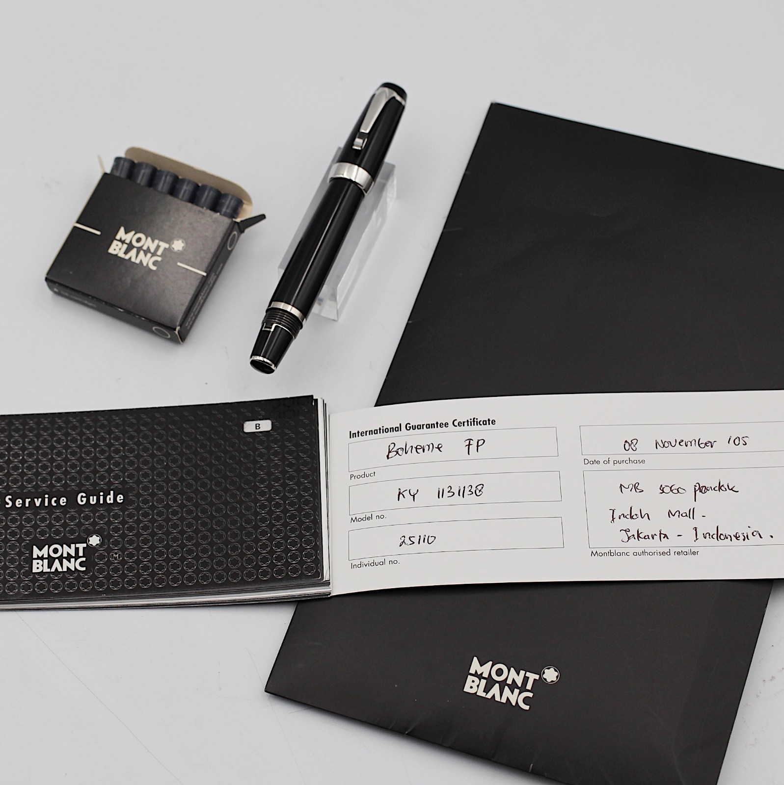 [Near mint] MONTBLANC Boheme Noir Fountain Pen 14K 585 B nib, Black stone