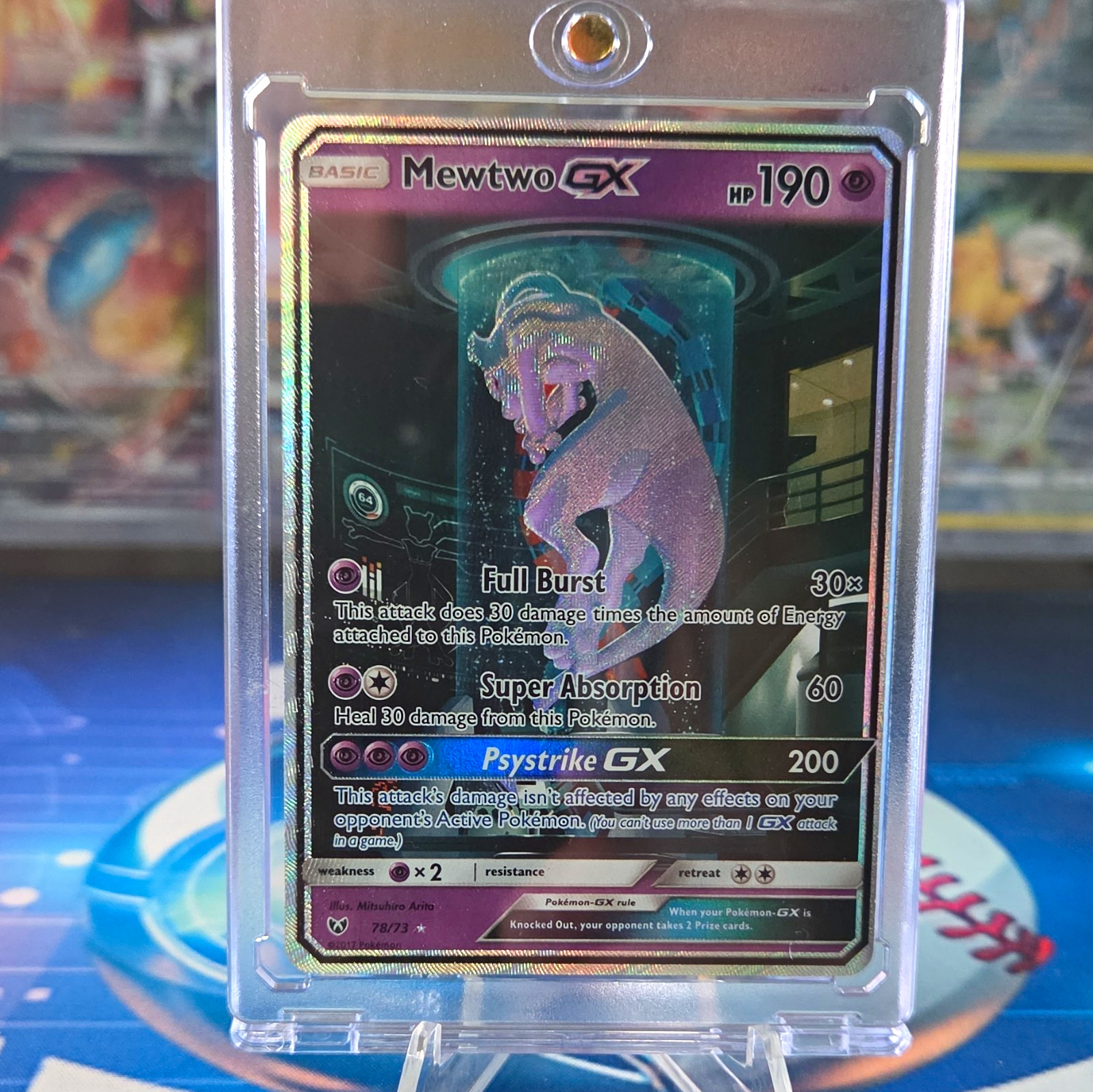Mewtwo GX Secret Shining 78/73 Shining Legends Holo English Mewtwo GX Secret Shining 78/73 Shining Legends Holo English