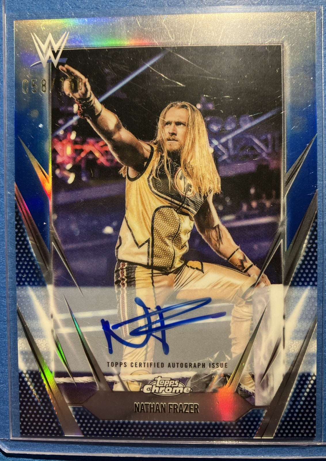 2026 Topps Chrome WWE - Autographs Nathan Frazer #BCA-NAF Blue Refractor /150...