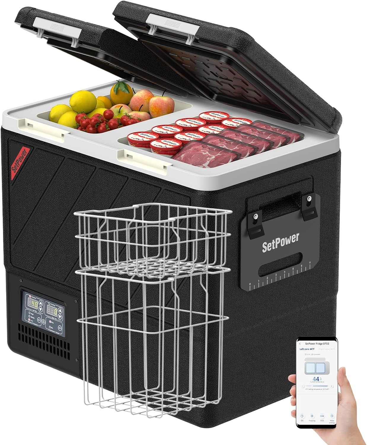 Setpower DT55 Portable Refrigerator with APP Control 59QT(55L) Dual Zone Fridge
