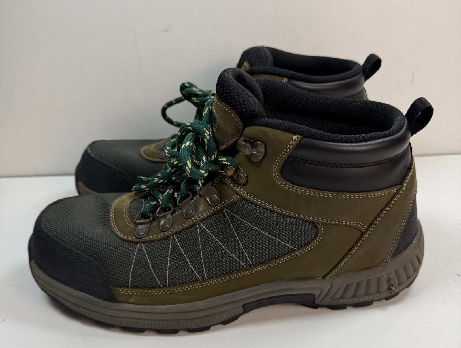 Orthofeet 489 Hunter Hiking Boots Green Brown Leather Orthopedic Men\'s 10.5 2E
