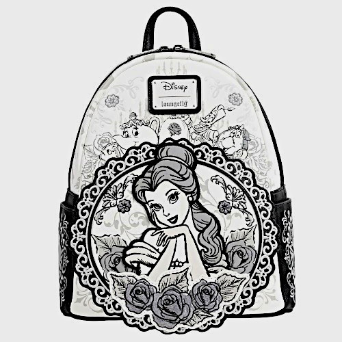 Loungefly Disney Beauty and the Beast Belle Sketch Mini Backpack Black White