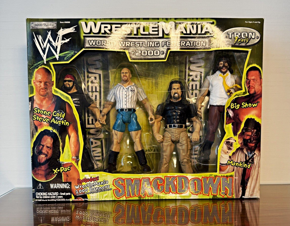 WWF WrestleMania 2000 SmackDown TitanTron Vintage 4-Figure Set JAKKS Pacific