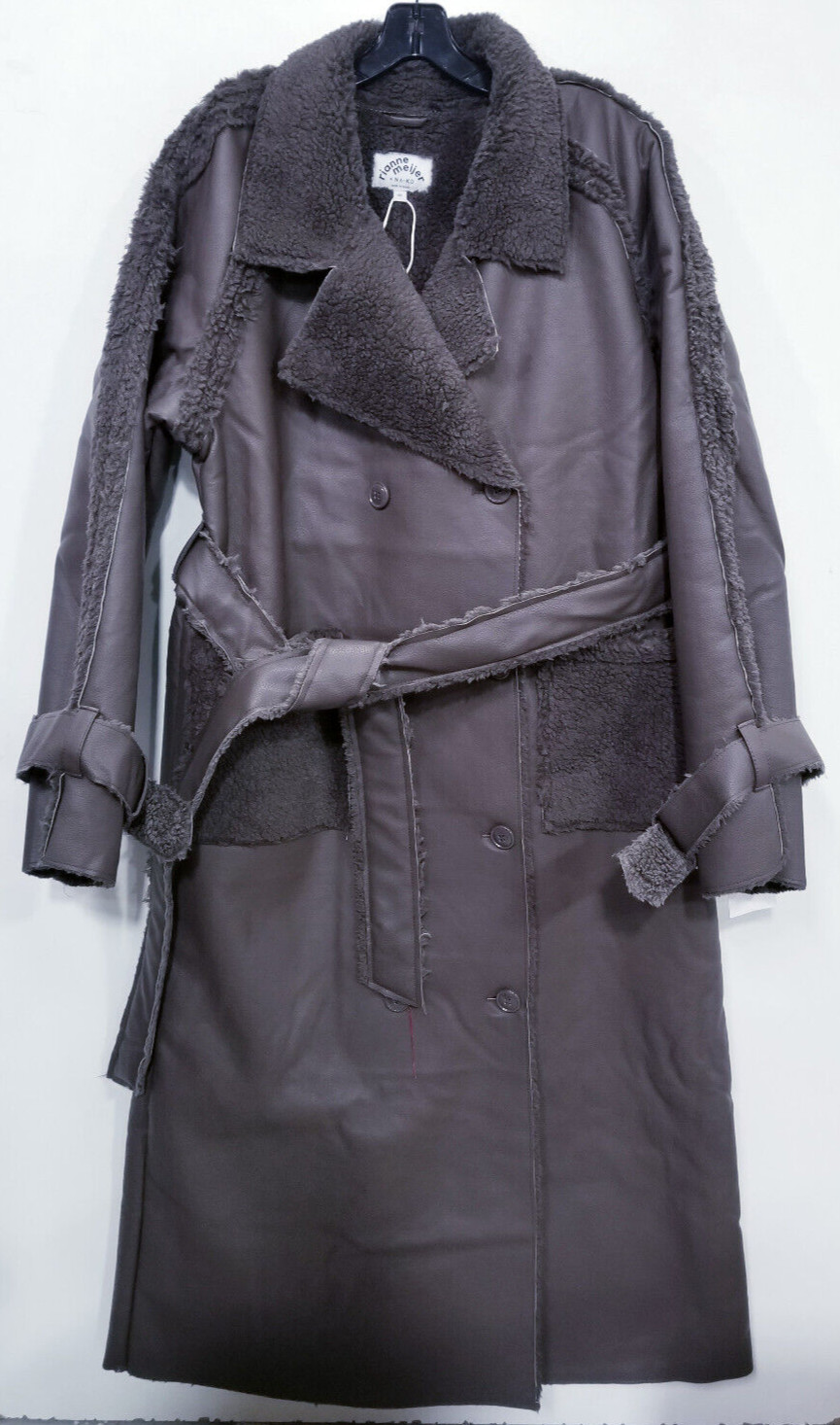 NA-KD x Rianne Meijer Belted Coat With Faux Shearling sz 40