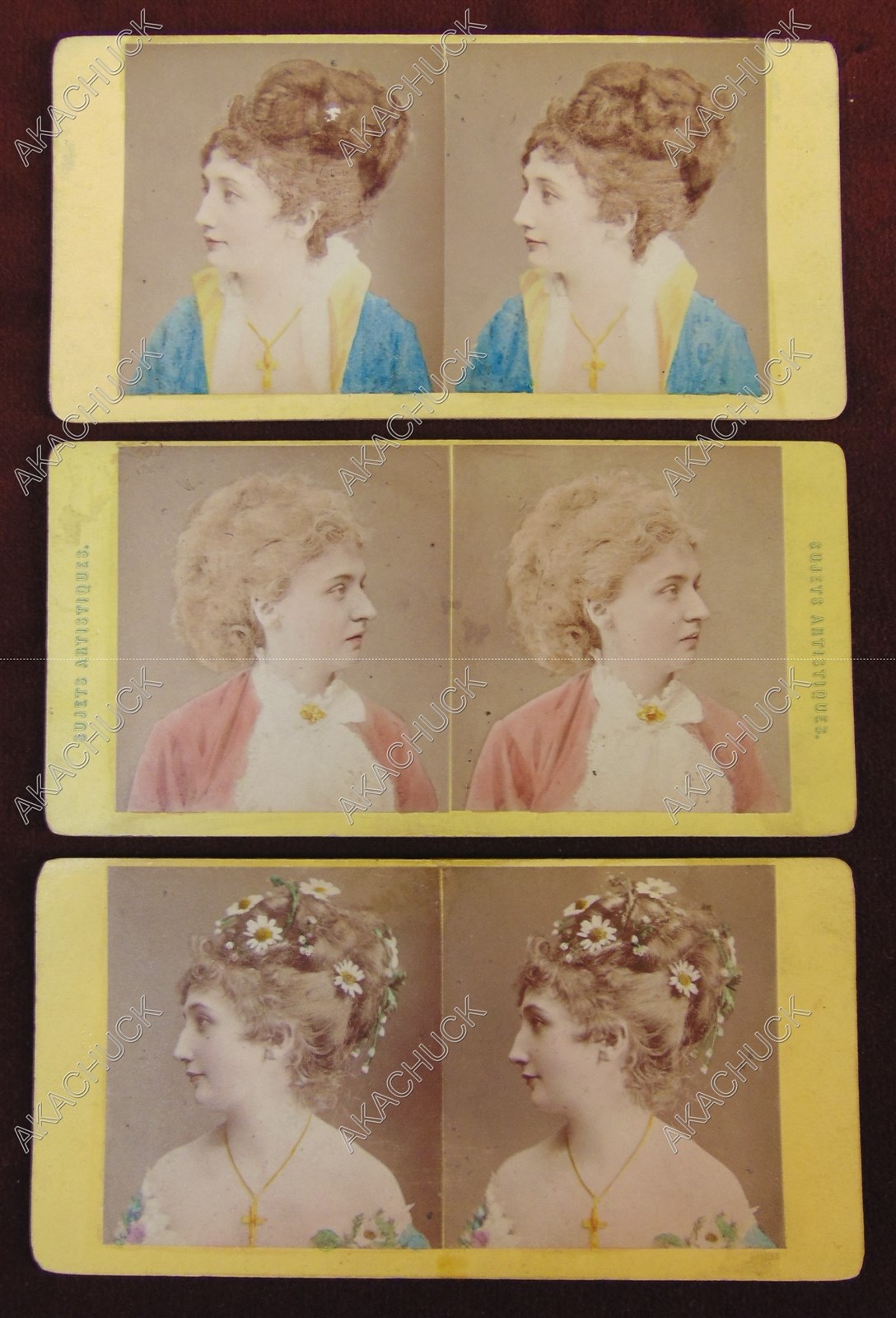 3 French Stereoview SUJET ARTISTIQUES 19th Century Stage Actresses PORTRAIT Tint 3 French Stereoview SUJET ARTISTIQUES 19th Century Stage Actresses PORTRAIT Tint