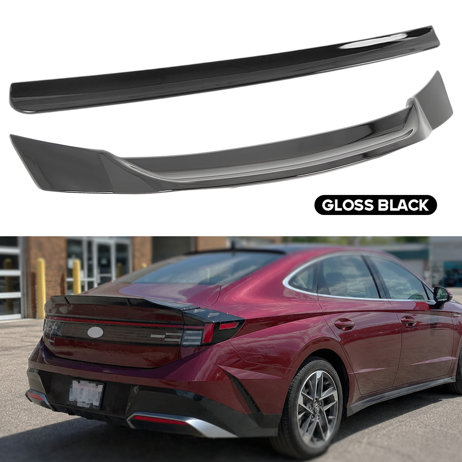 FOR 23-26 HYUNDAI SONATA RS STYLE BLACK TRUNK DUCKBILL WING + REAR ROOF SPOILER