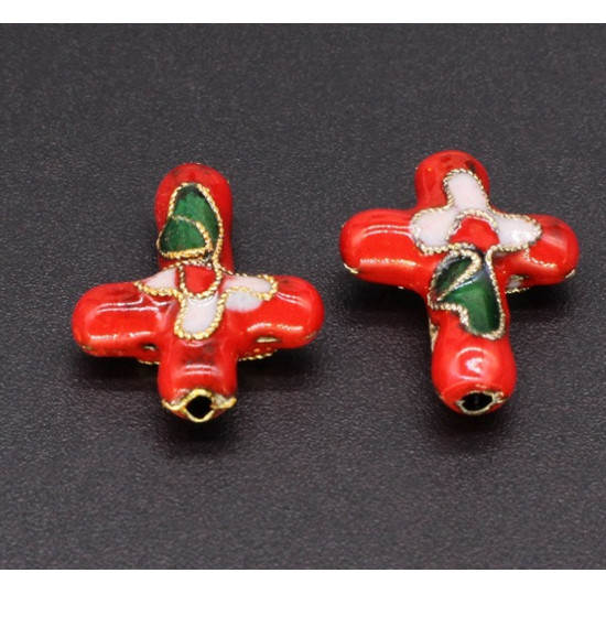Colorful Handmade Cloisonne cross Loose Spacer Beads copper Craft bead
