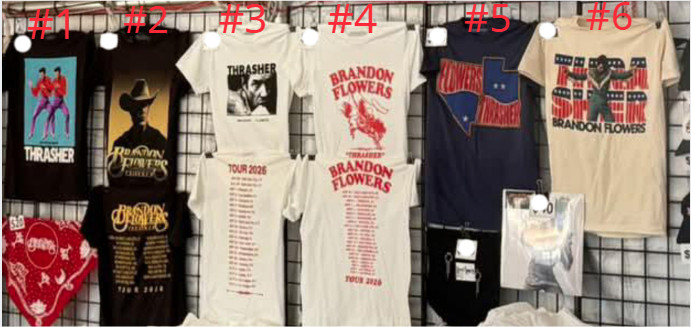 Brandon Flowers Shirt Thrasher Tour 2026 The Killers Concert Merch Reprint Brandon Flowers Shirt Thrasher Tour 2026 The Killers Concert Merch Reprint