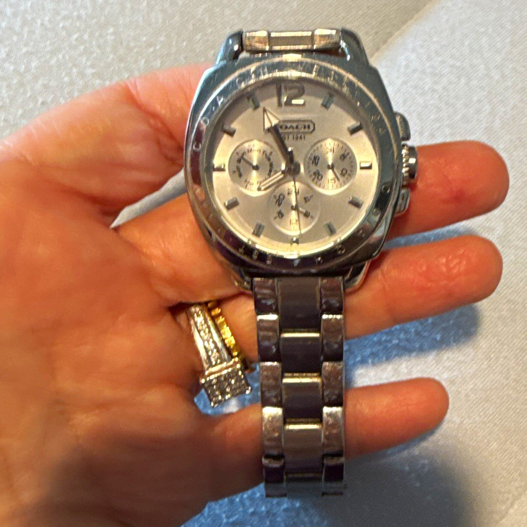 Coach Boyfriend Women\'s Chronograph Quartz Silver Stainless Steel 30m Watch
