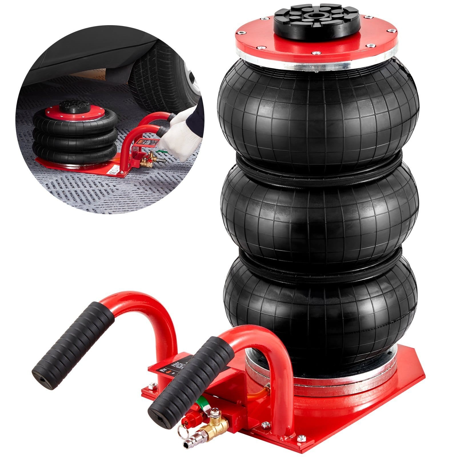 Air Jack, 3 Ton/6600 lbs Triple Bag Air Jack, Airbag Jack with Six Steel Pipes,