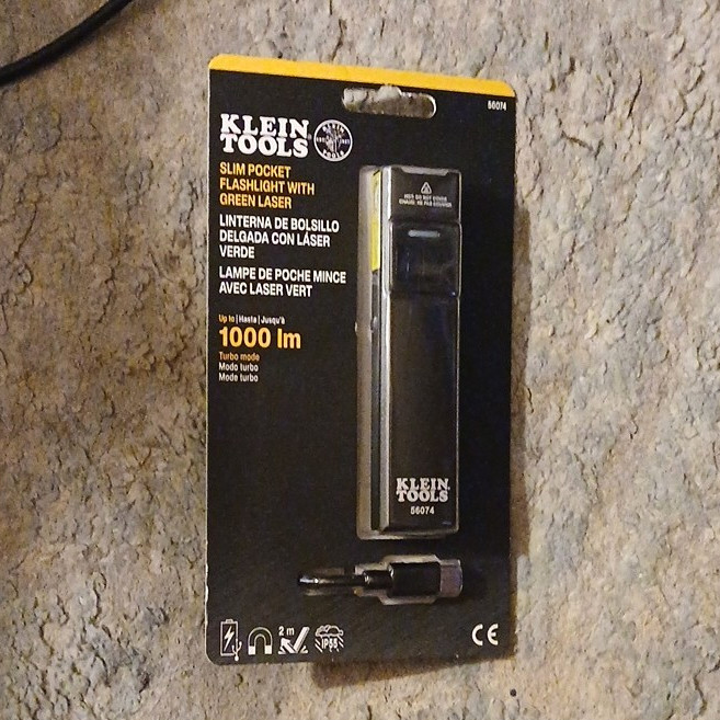 Klein Tools 56074 1000 lm LED Slim Pocket Flashlight w/ Green Laser, IP65
