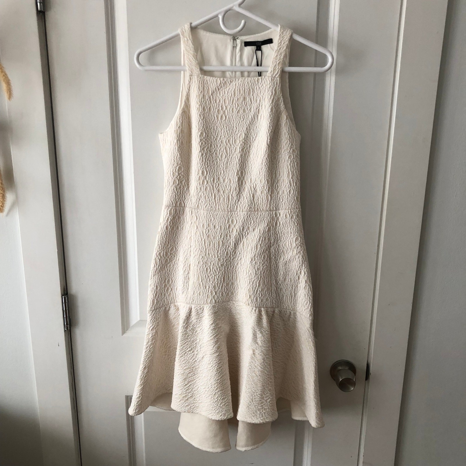 TIBI Women\'s Square Neckline Knee-Length Dress size 0 NWT\'s White Cream $450