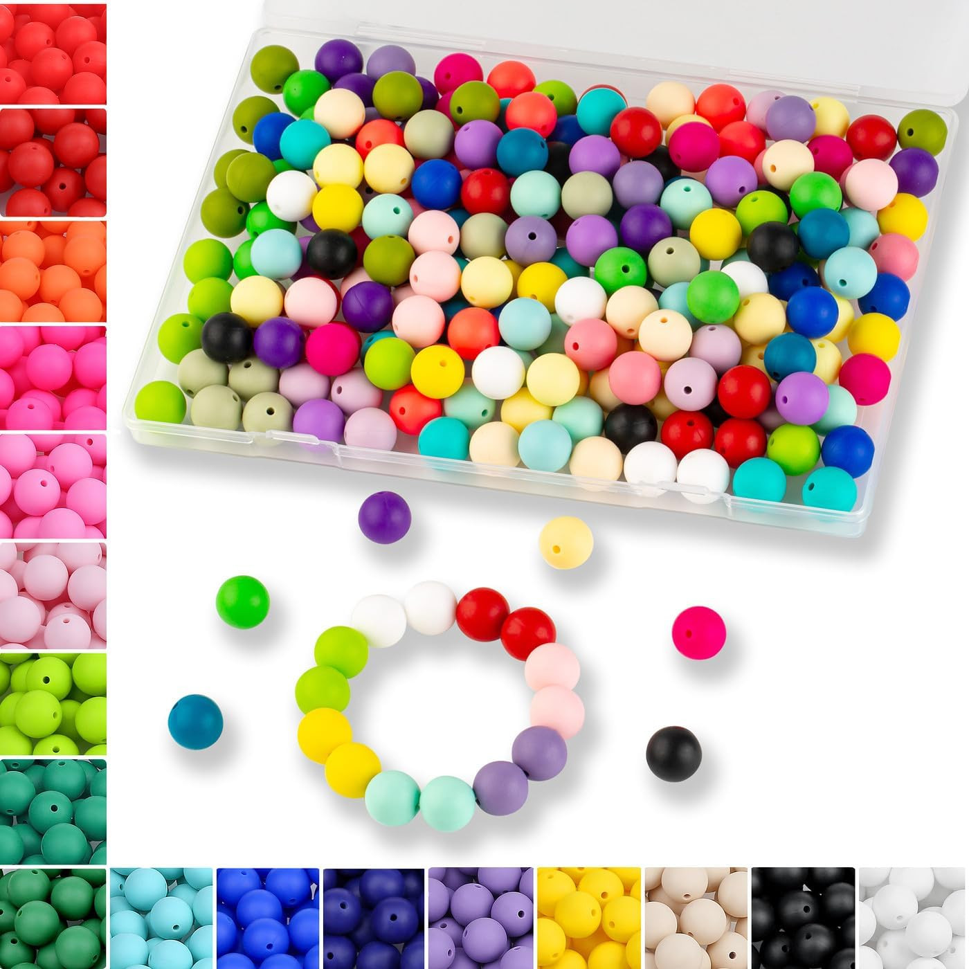 120 Pcs Silicone Beads 24 Colors 15 mm Silcone Beads for Keychain/Bracelet/Pens 120 Pcs Silicone Beads 24 Colors 15 mm Silcone Beads for Keychain/Bracelet/Pens
