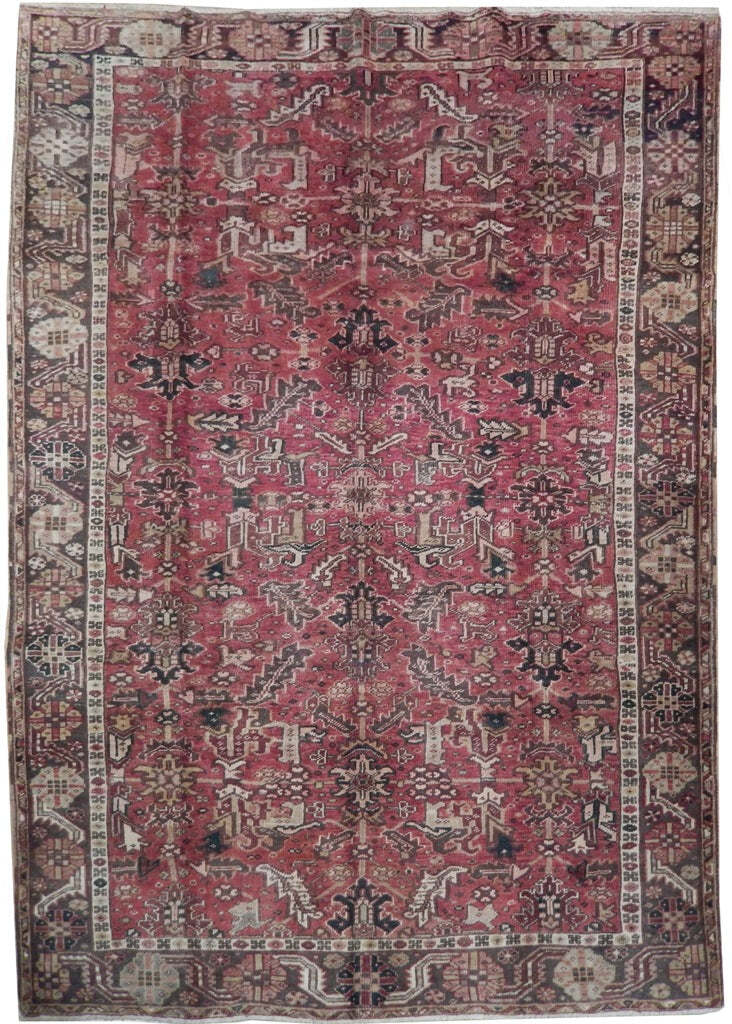 8x11\' Maroon Antique Traditional Heeriz Rug 22348