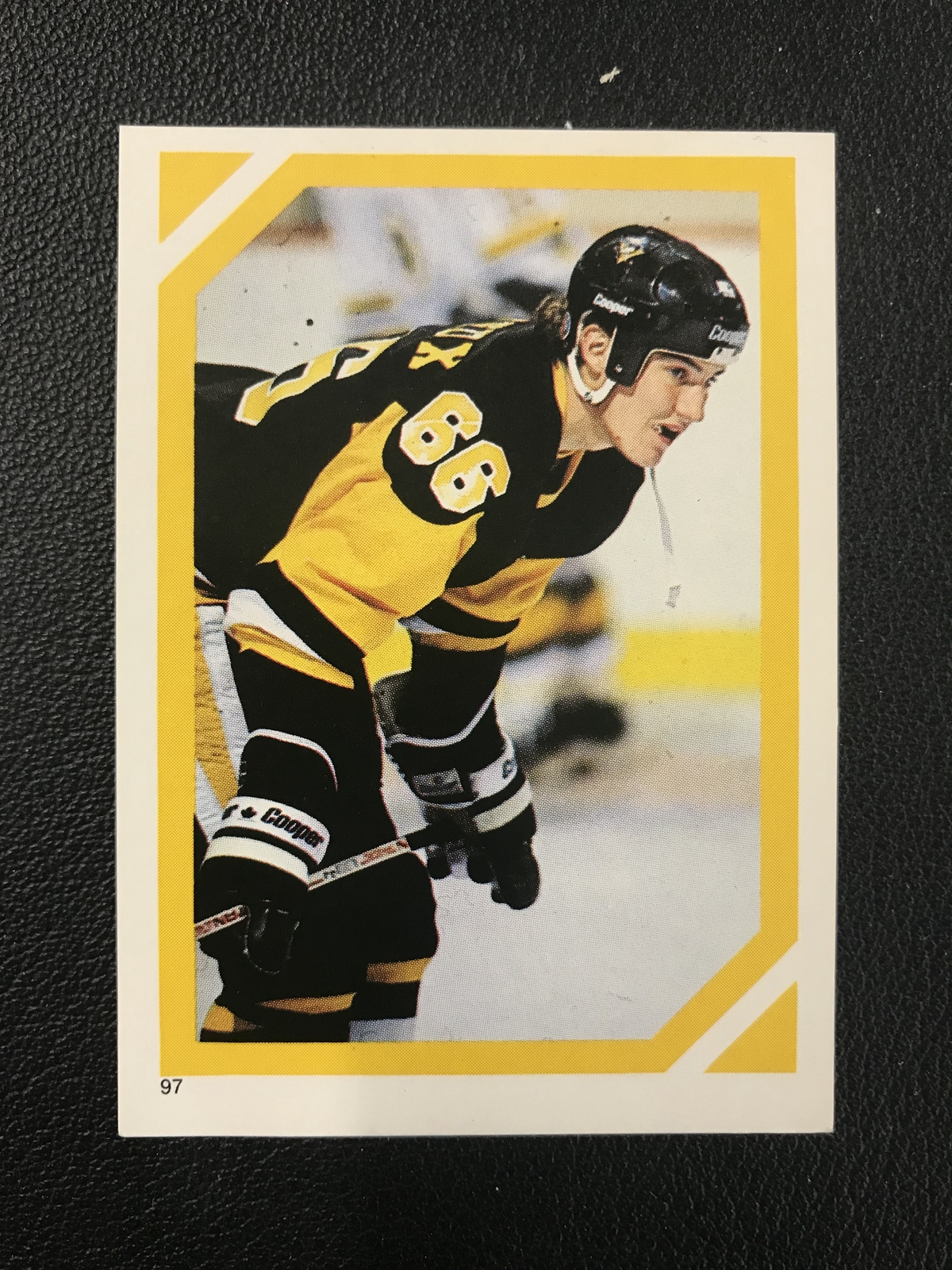 1985-86 O-Pee-Chee Stickers #97 Mario Lemieux Rookie Pittsburgh Penguins HOF 1985-86 O-Pee-Chee Stickers #97 Mario Lemieux Rookie Pittsburgh Penguins HOF