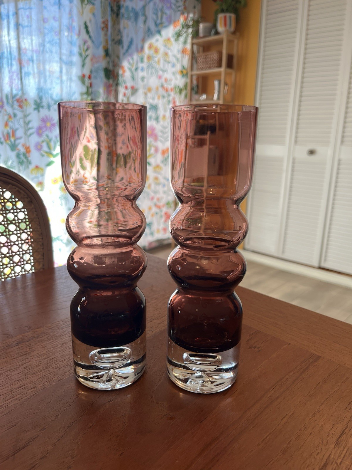 Vintage Mcm Amethyst Bubble Glass Vases Aseda Glass Vase Bo Borgstrom - both 