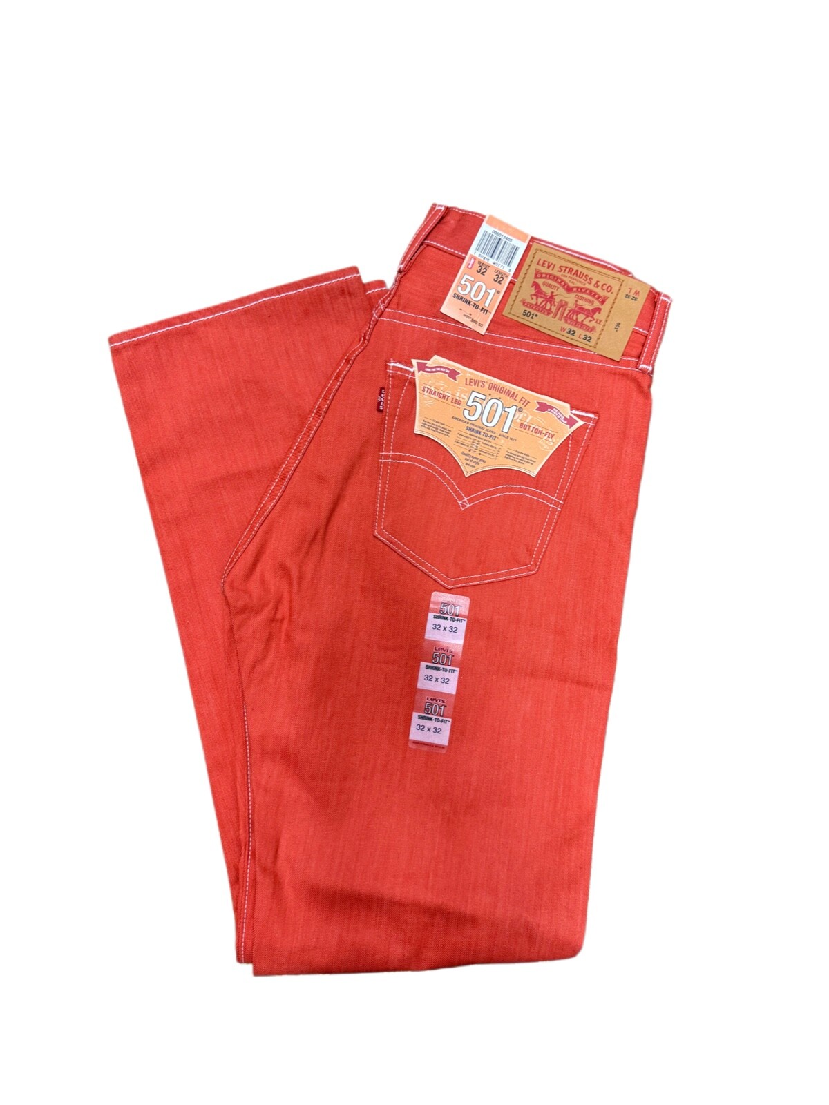 Levi's Men's 501 Shrink To Fit Original Fit Color Orange Red 005012405 Levi's Men's 501 Shrink To Fit Original Fit Color Orange Red 005012405
