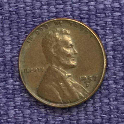1957 D Lincoln penny, actual coin in picture free S/H 1957 D Lincoln penny, actual coin in picture free S/H
