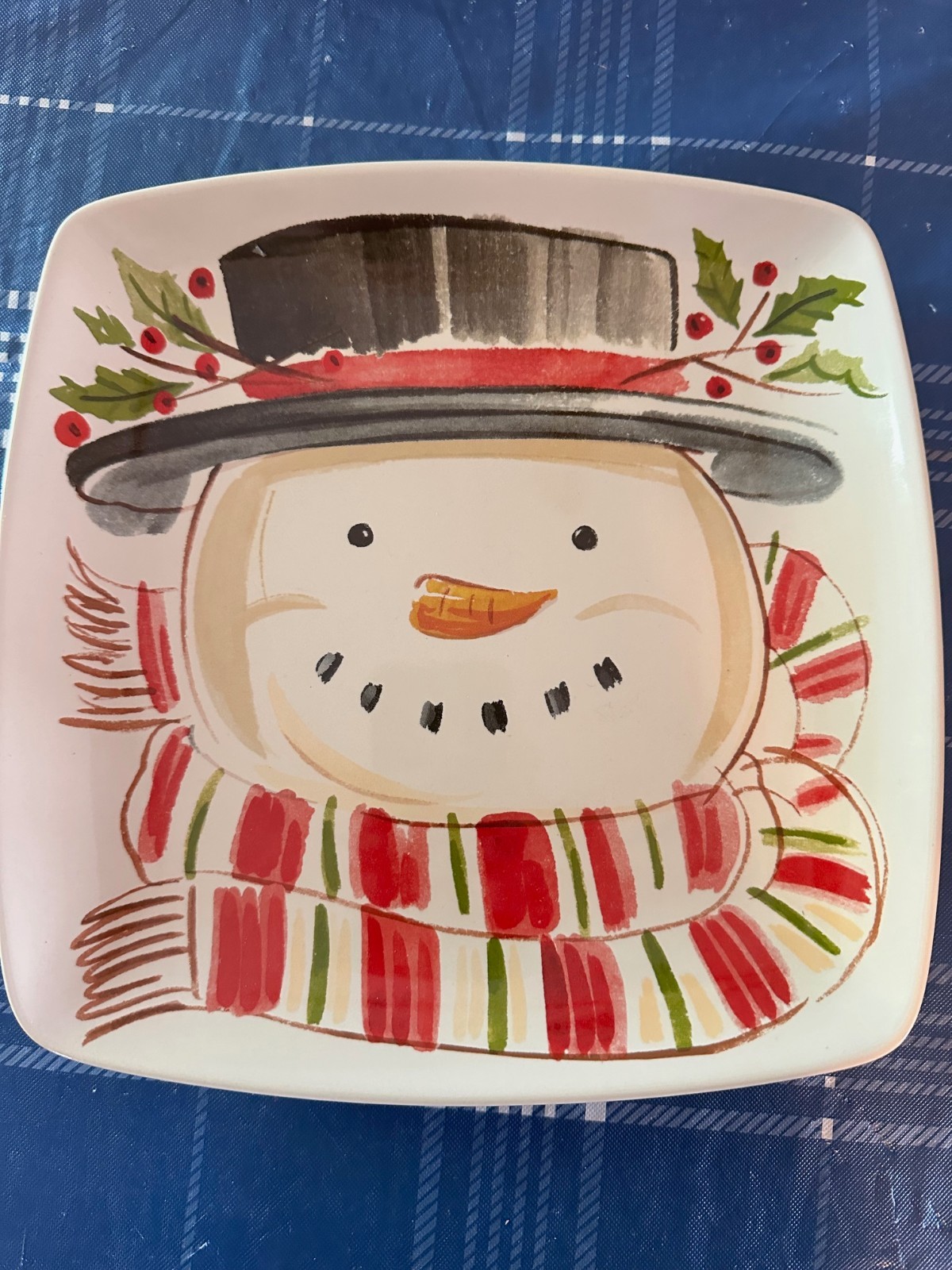 RARE Longaberger Top Hat Snowman Luncheon Plate RARE Longaberger Top Hat Snowman Luncheon Plate