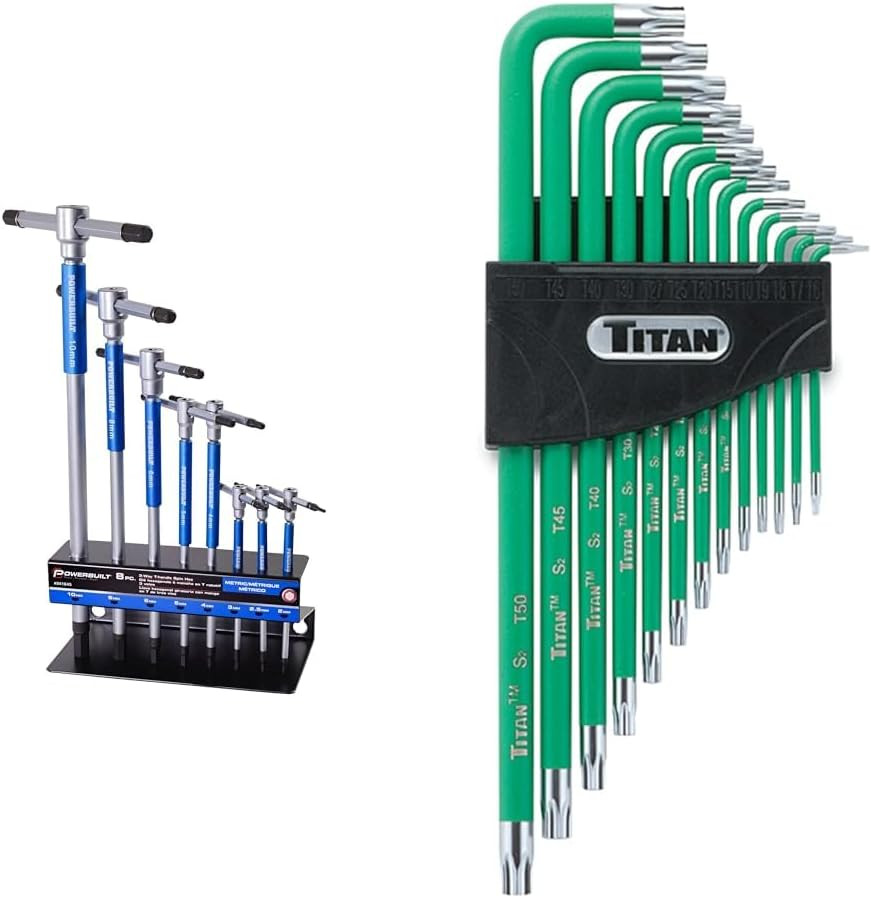 8-Pc Metric Hex & 13-Pc Extra-Long Star Key Set with Rack - Green