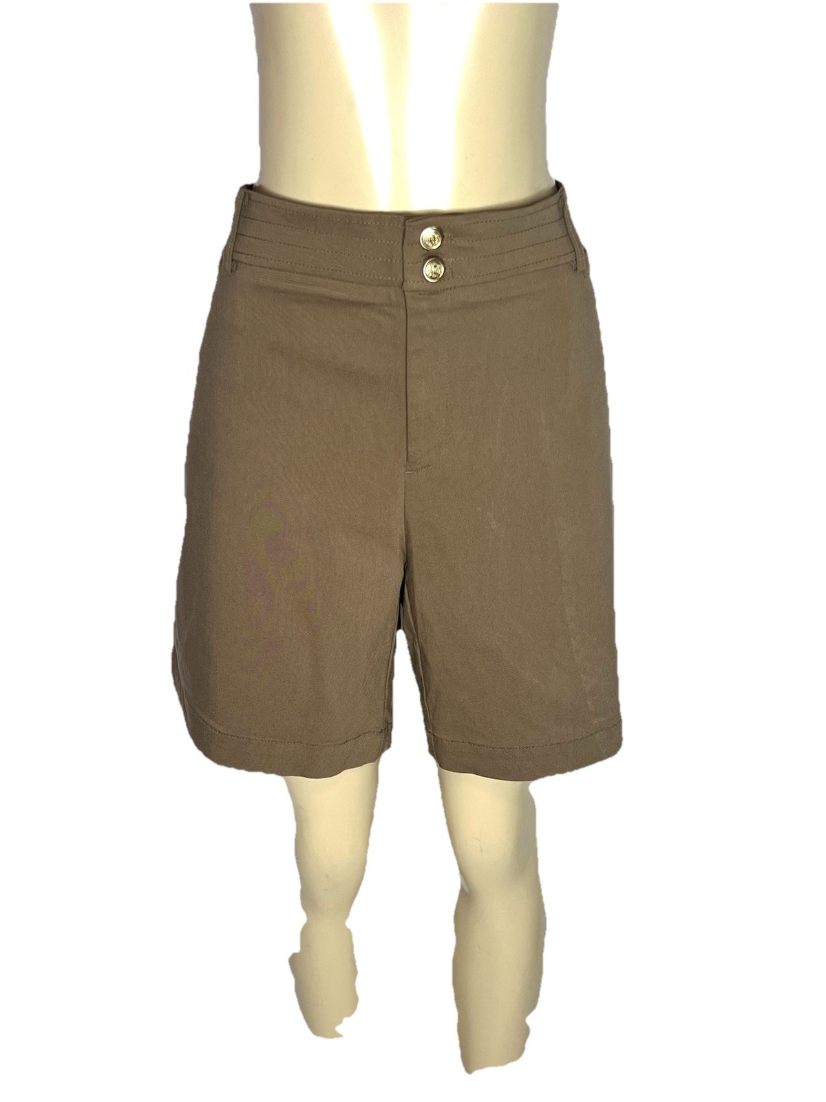 CHICOS BRAND BROWN DOUBLE BUTTON FRONT SHORT PANT SZ 16