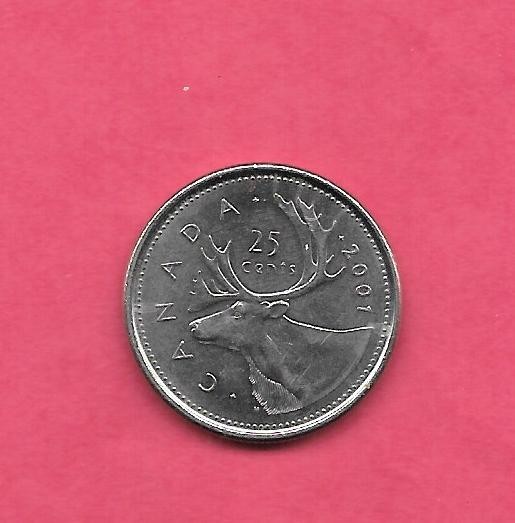 CANADA CANADIAN KM184b 2001 P  UNCIRCULATED-BU UNC-MINT 25 CENTS COIN