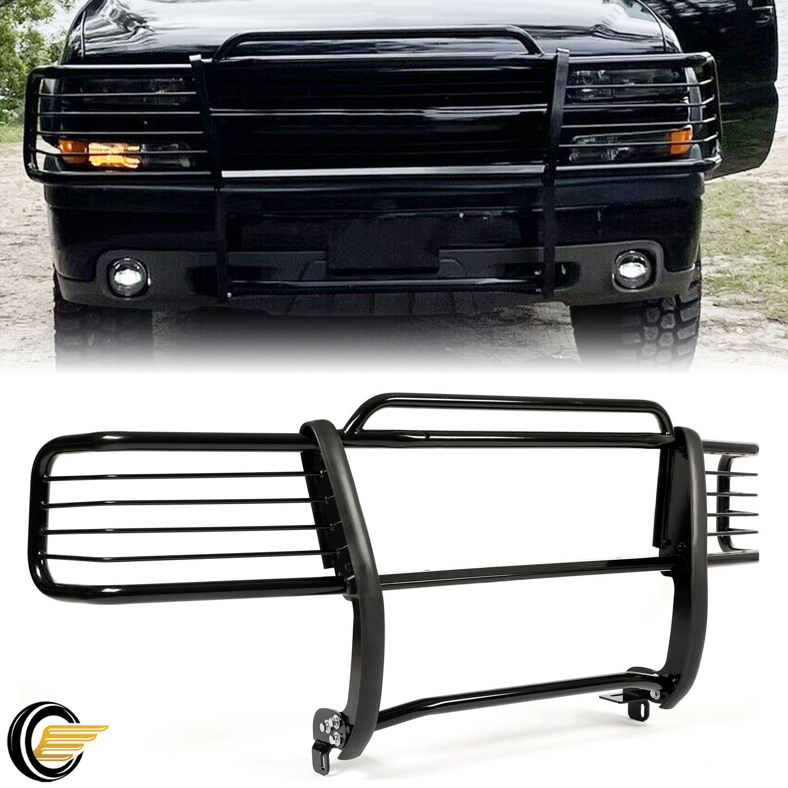 Fits 2000-2006 Chevrolet Tahoe Suburban 1500/GMC Yukon Black Grill/Brush Guard