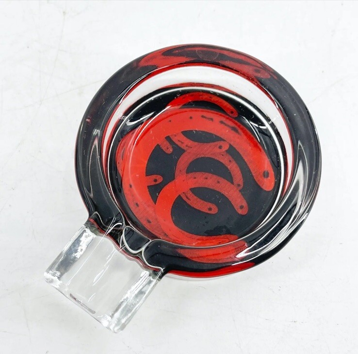  Set of 5   Vintage Marlboro  Cigarette Art Glass Red Horseshoe Ashtray