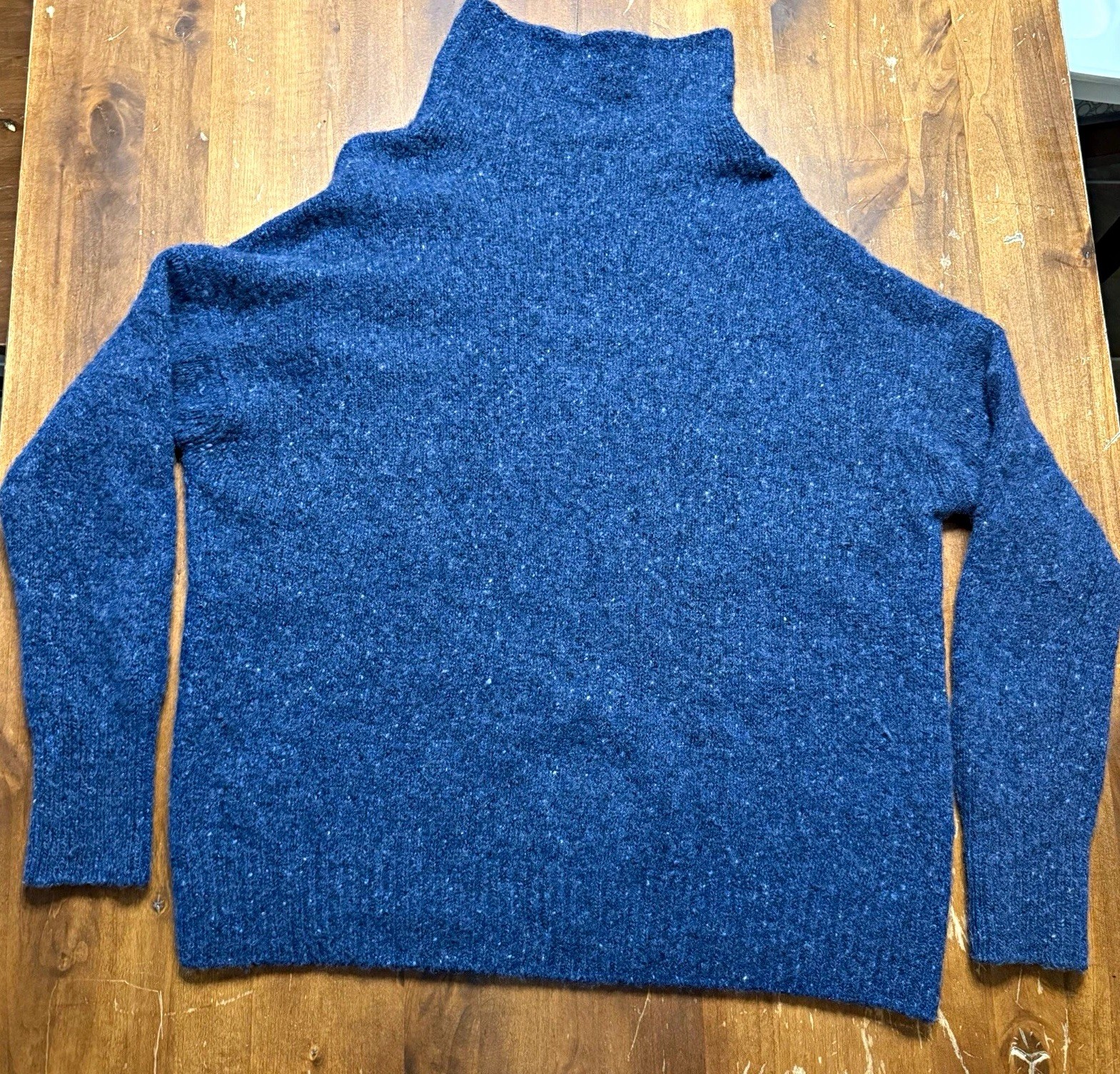 Vince Boxy Funnel Neck Speckled Blue Women\'s M Wool/Alpaca Blend Sweater Preppy Vince Boxy Funnel Neck Speckled Blue Women\'s M Wool/Alpaca Blend Sweater Preppy