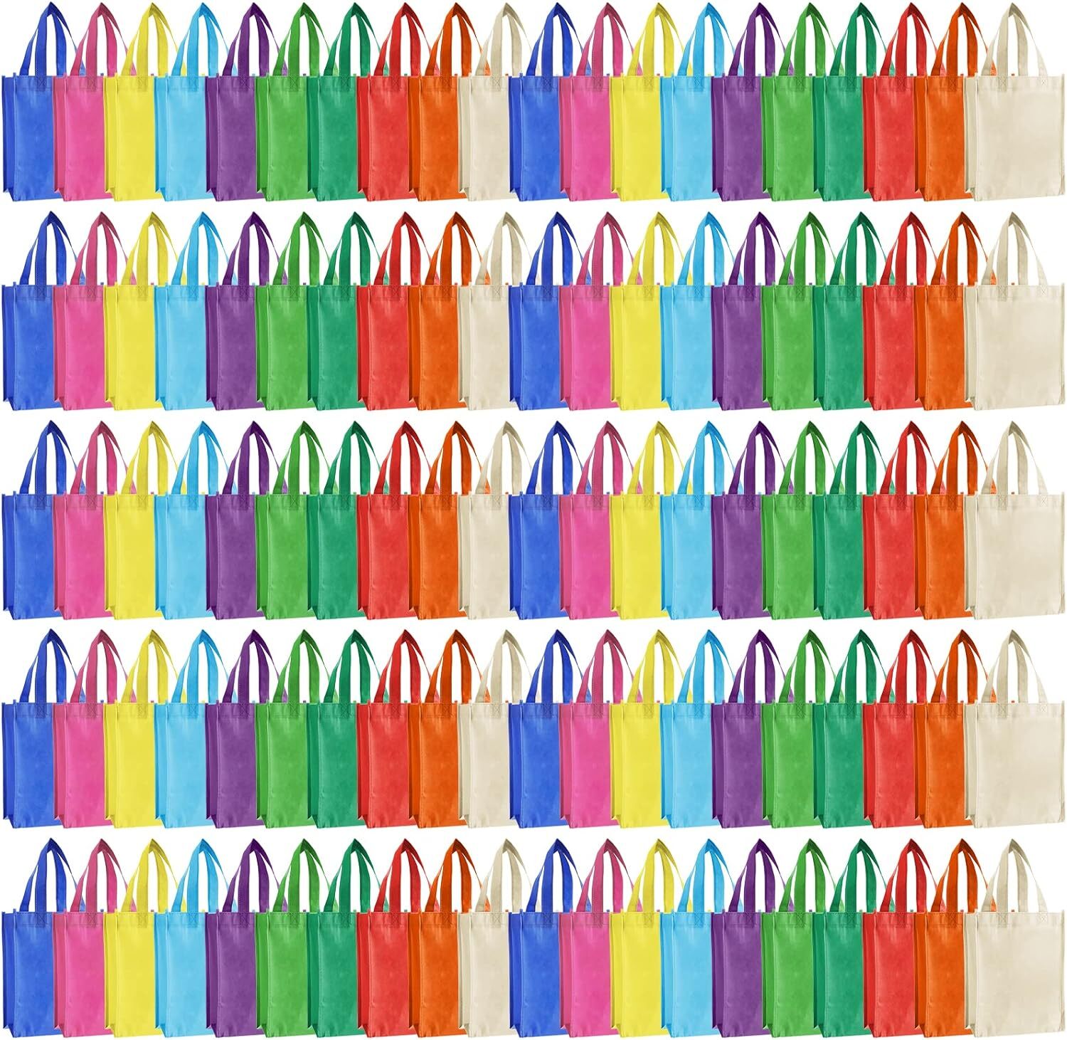 Jexine 100 Pcs Non Woven Bags Reusable Gift Bag with Handles Multicolor Jexine 100 Pcs Non Woven Bags Reusable Gift Bag with Handles Multicolor