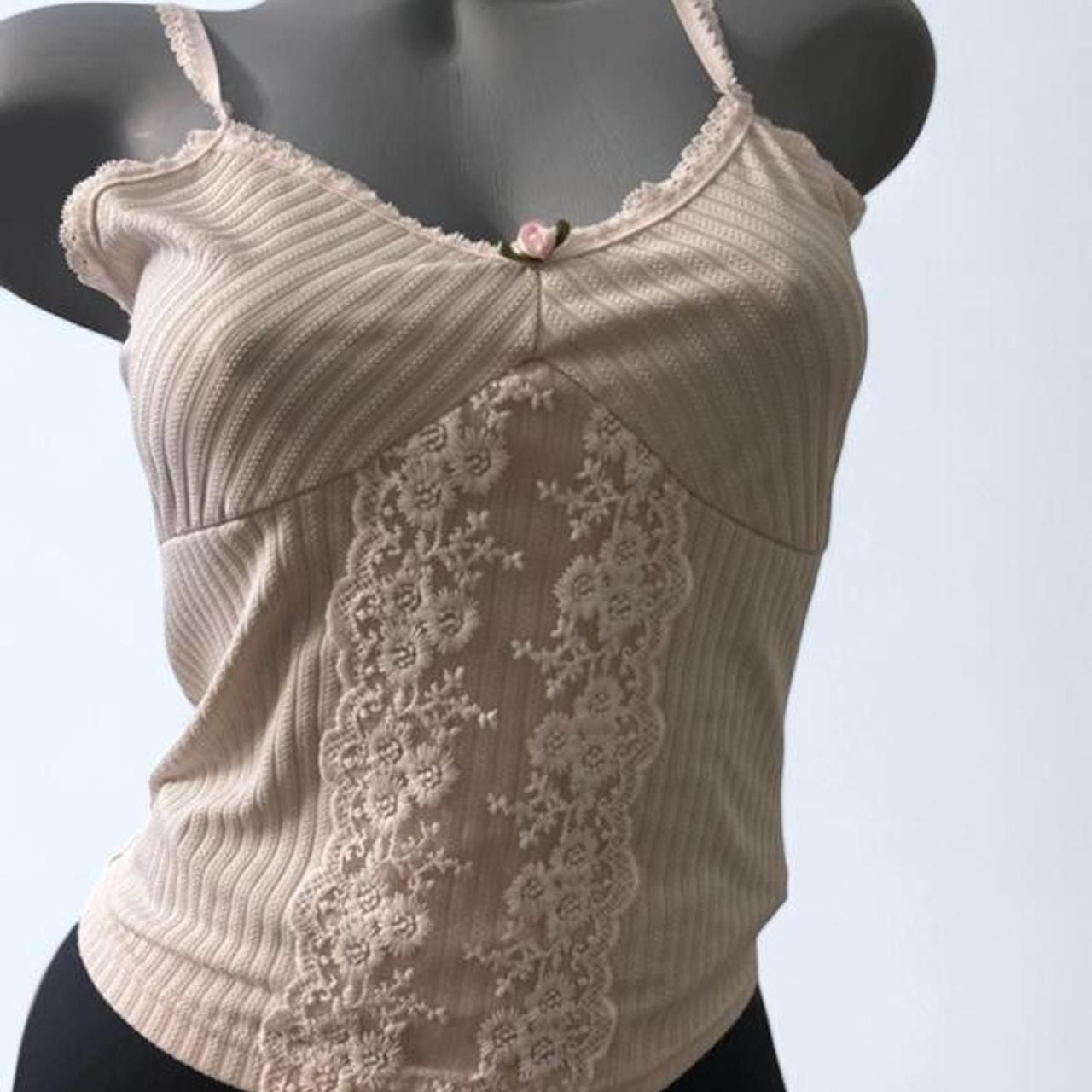 Romwe Cream Lace Cami Top Romwe Cream Lace Cami Top