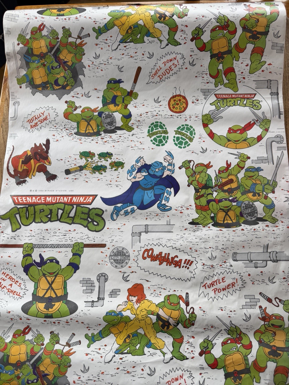 Vintage 1990 Teenage Mutant Ninja Turtles Con-Tac Paper Wallpaper TMNT