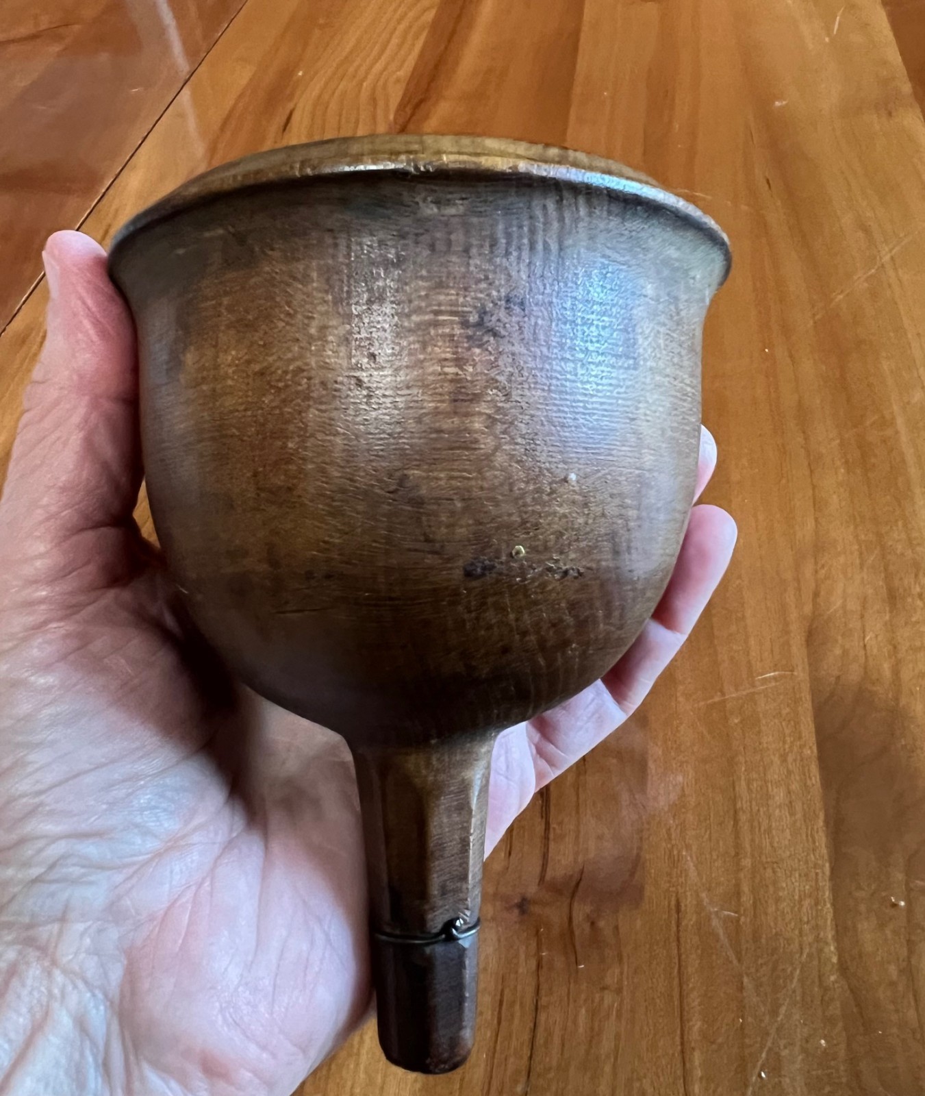 Antique Hand-Turned Wooden Funnel Primitive Early Woodware Folk Art 5”