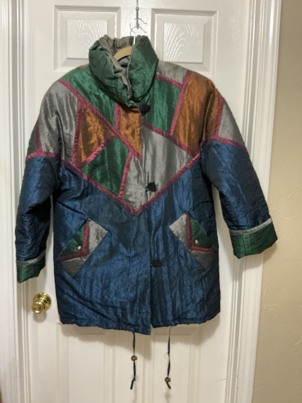 Be In The Current Seen Women Puffer Jacket Y2K M Color Block 70’s 80’s VTG Retro