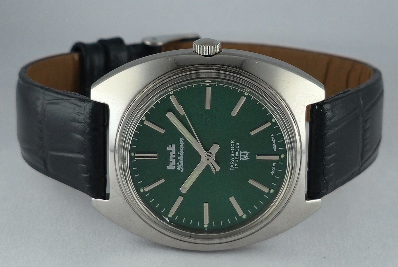 Vintage HMT Kohinoor Hand Winding Green Dial Men Wristwatch | 17 Jewels