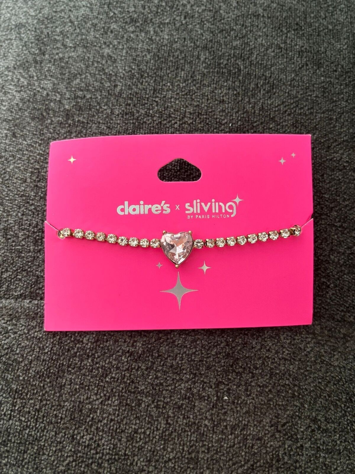 Claire\'s x Sliving by Paris Hilton Rhinestone Heart Tennis Choker Necklace