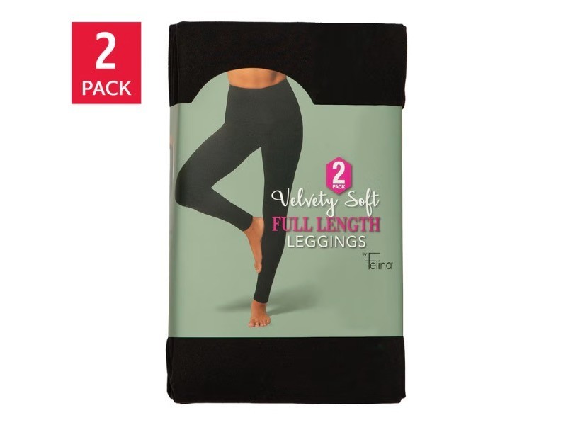 Felina Women's Velvety Soft Full Length Leggings 2-Pack Black High Waist 4 Way Felina Women's Velvety Soft Full Length Leggings 2-Pack Black High Waist 4 Way